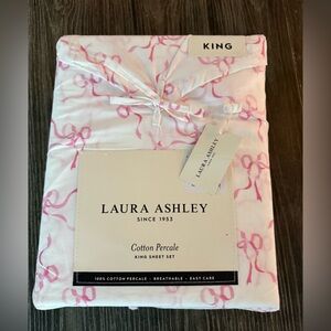 Brand new Laura Ashley Pink Bow Ribbon 
KING Sheet Set